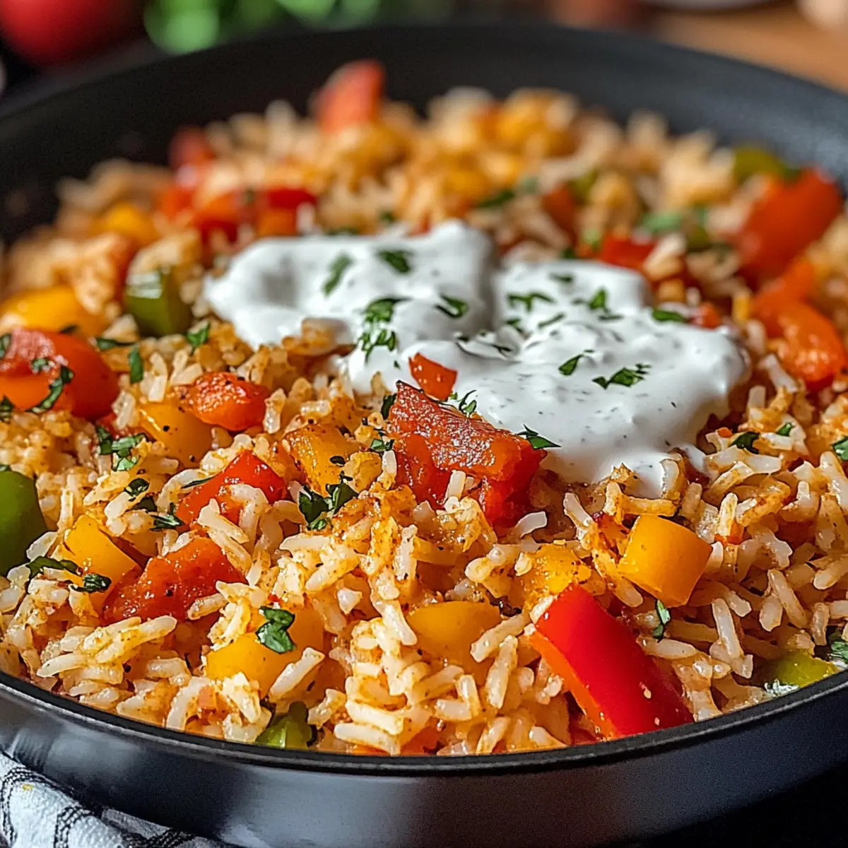 Paprika Reis Pfanne mit JoghurtsoAe ud4lua